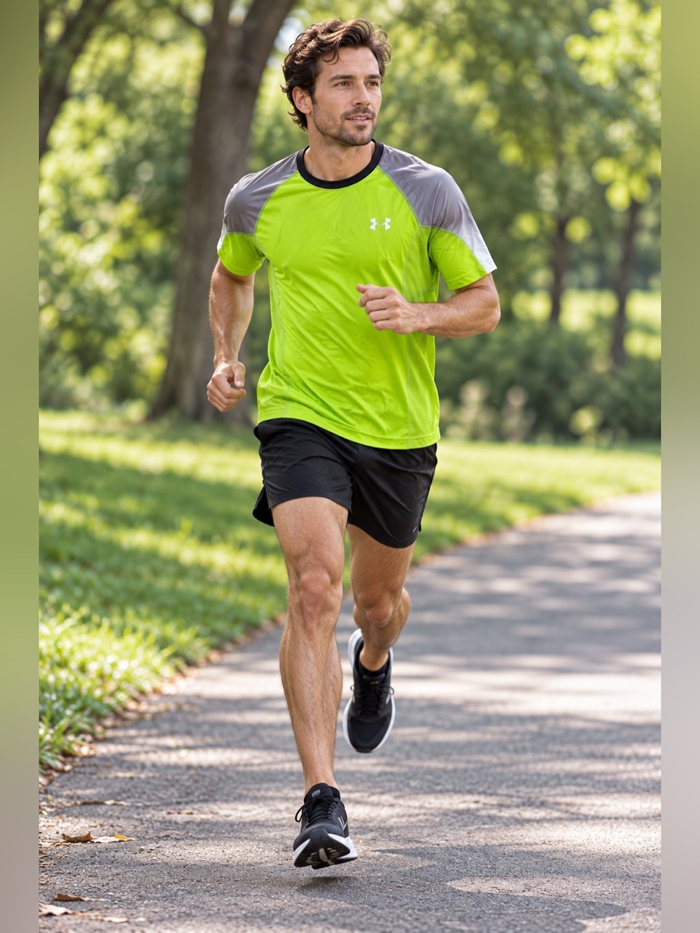Under Armour Men’s HeatGear Short Sleeve Fotted Short Neon Green Medium